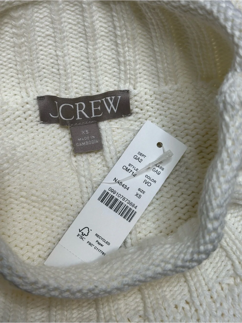 NWT J. Crew 2025 Rollneck Sweater in Ivory